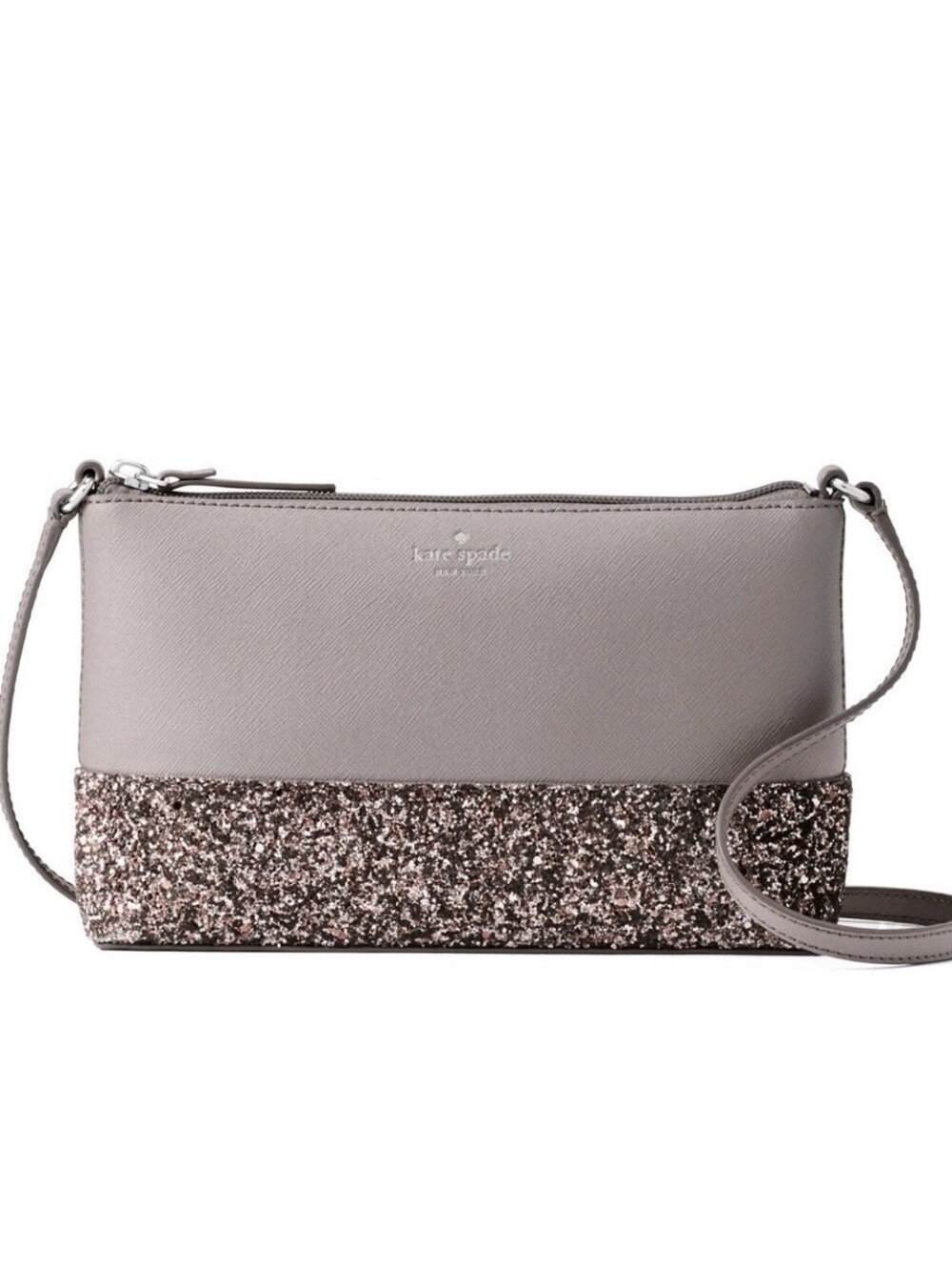 Kate Spade New York Greta Court Glitter Crossbody Bag - Grey NWOT